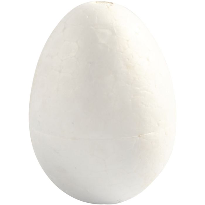 Polystyrene Eggs, H: 6 cm, white, 5 pc/ 1 pack