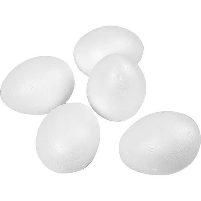Polystyrene Eggs, H: 8 cm, white, 50 pc/ 1 pack