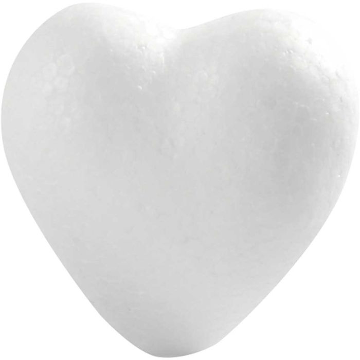 Heart, H: 6 cm, D. 3 cm, W: 6 cm, white, 50 pc/ 1 pack
