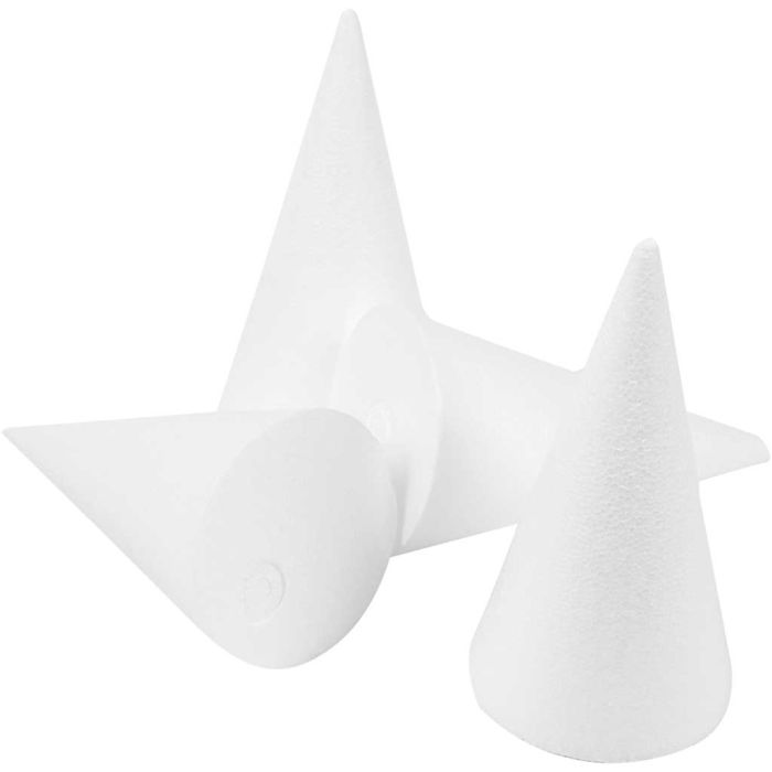 Cone, H: 14,5 cm, dia. 6 cm, white, 25 pc/ 1 pack