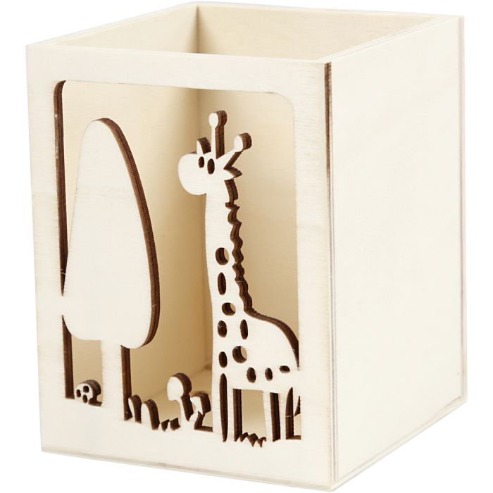 Pencil holder, giraffe, H: 10 cm, L: 8 cm, W: 8 cm, thickness 4 mm, 1 pc