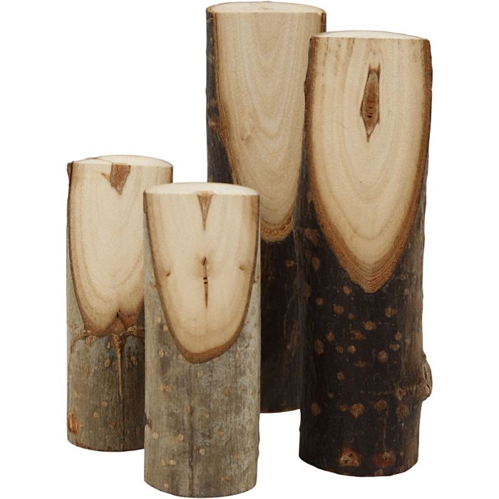 Decorative tree branch cut at an angle, H: 8+12 cm, dia. 2,5-3,5 cm, 4 pc/ 1 pack