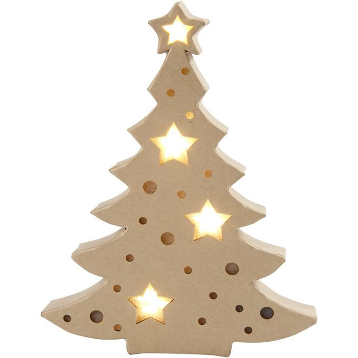 Figure with light inside, christmas tree, H: 27 cm, D. 4 cm, W: 21,5 cm, 1 pc