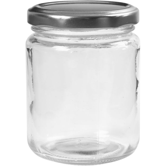 Storage Glass Jar, H: 9,1 cm, dia. 6,8 cm, 240 ml, transparent, 12 pc/ 1 pack