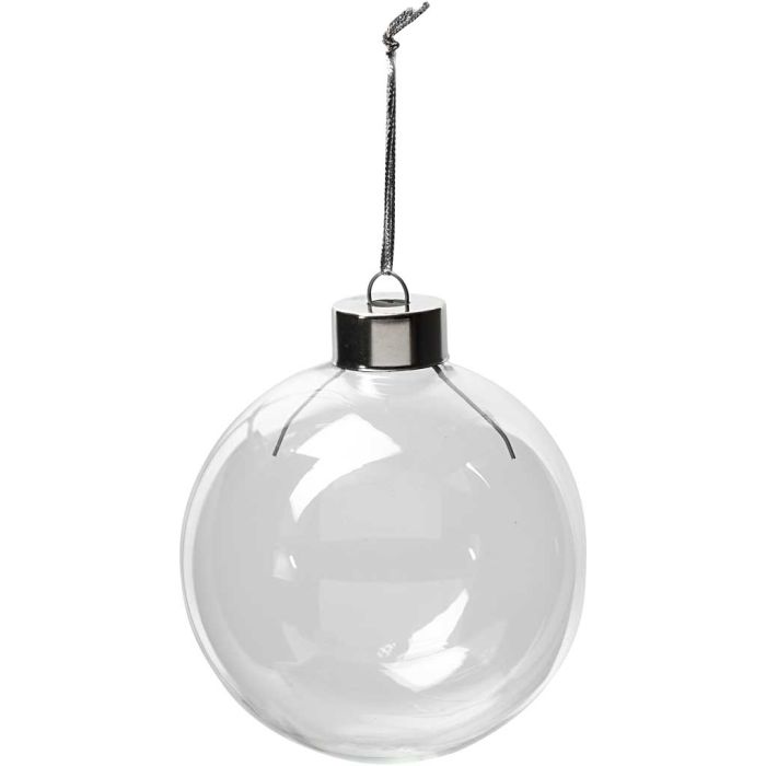 Glass Ornaments, H: 8,9 cm, dia. 7,9 cm, transparent, 6 pc/ 1 pack