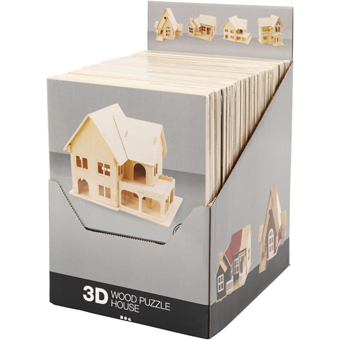 3D Wooden Construction Kit, natural, 24 pc/ 1 pack