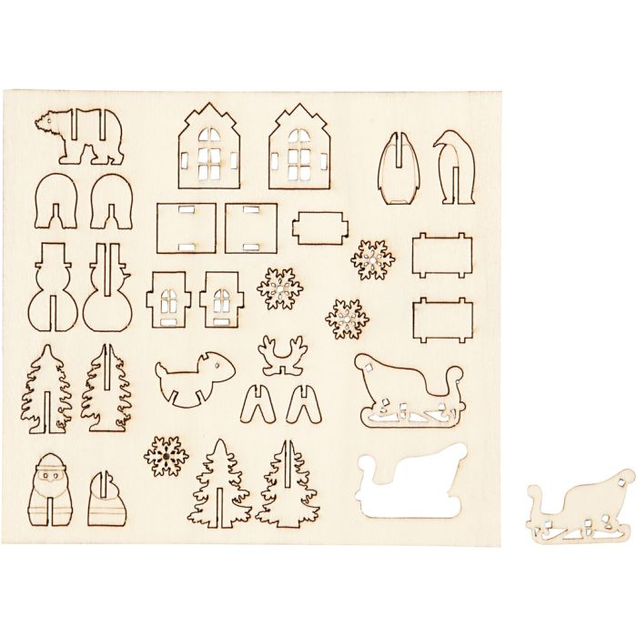 Self-Assembly Figures, christmas, L: 15,5 cm, W: 17 cm, thickness 3 mm, 1 pack