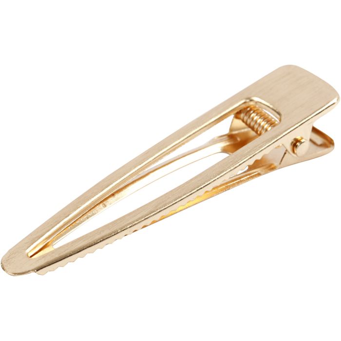 Hair slide, L: 75 mm, W: 16 mm, gold-plated, 1 pc