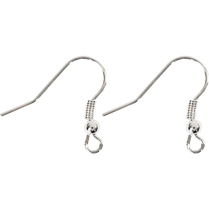 Earring Hooks, L: 18 mm, silver-plated, 10 pc/ 1 pack