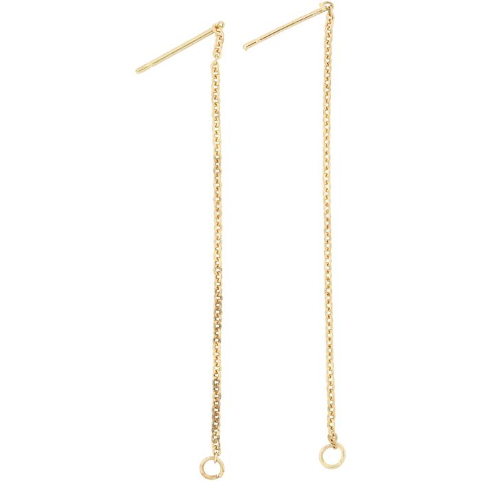 Stud Earrings, L: 70 mm, gold-plated, 1 pair