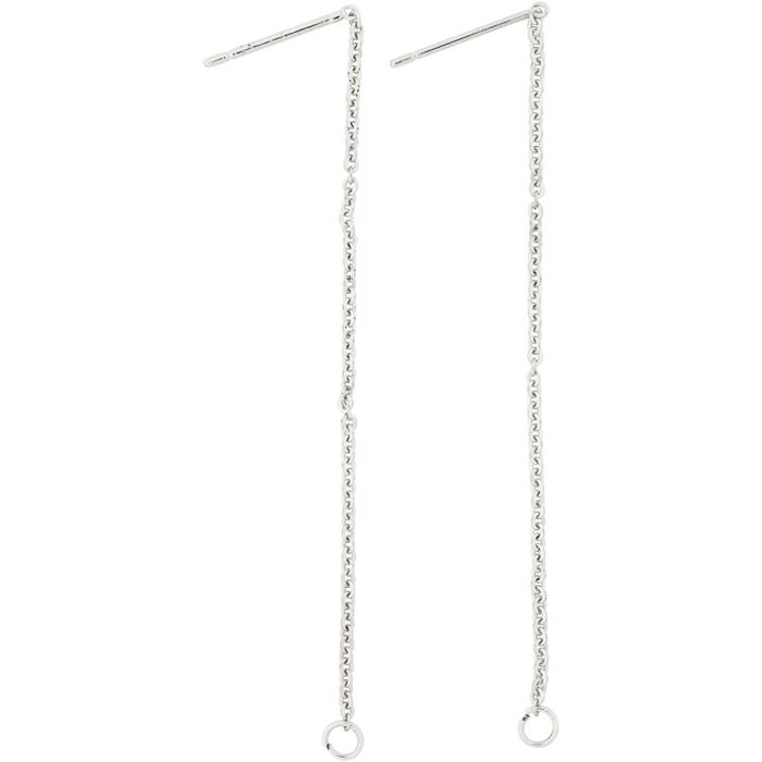 Stud Earrings, L: 70 mm, silver-plated, 1 pair