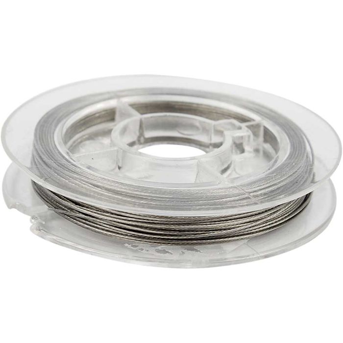 Beading Wire, thickness 0,38 mm, silver, 10 m/ 1 roll
