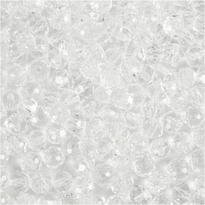 Faceted Beads, size 3x4 mm, hole size 0,8 mm, crystal, 100 pc/ 1 pack
