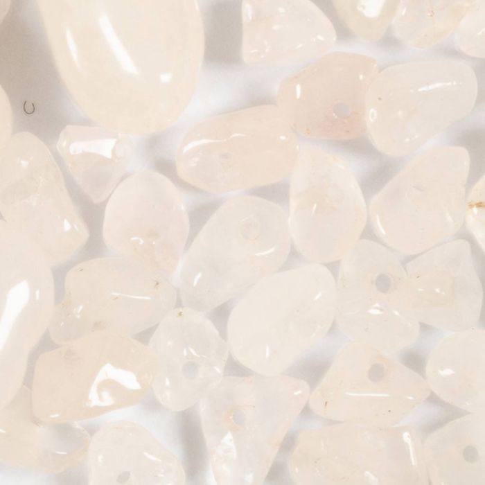 Crystal beads, Rose quartz, dia. 7-12 mm, hole size 1 mm, rose, 63 pc/ 1 pack