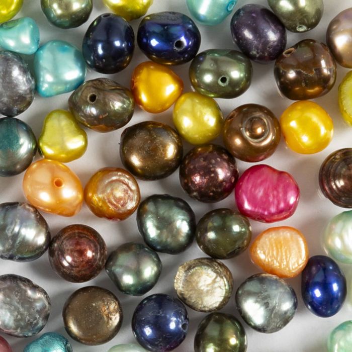 Freshwater Pearls, dia. 5-6 mm, hole size 0,5 mm, mother of pearl colours, 60 pc/ 1 pack