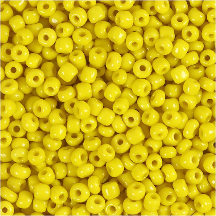 Rocaille seed beads, dia. 3 mm, size 8/0, hole size 0,6-1,0 mm, yellow, 25 g/ 1 pack