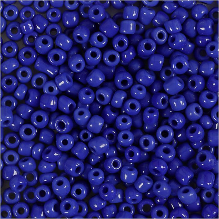 Rocaille seed beads, dia. 3 mm, size 8/0, hole size 0,6-1,0 mm, blue, 25 g/ 1 pack