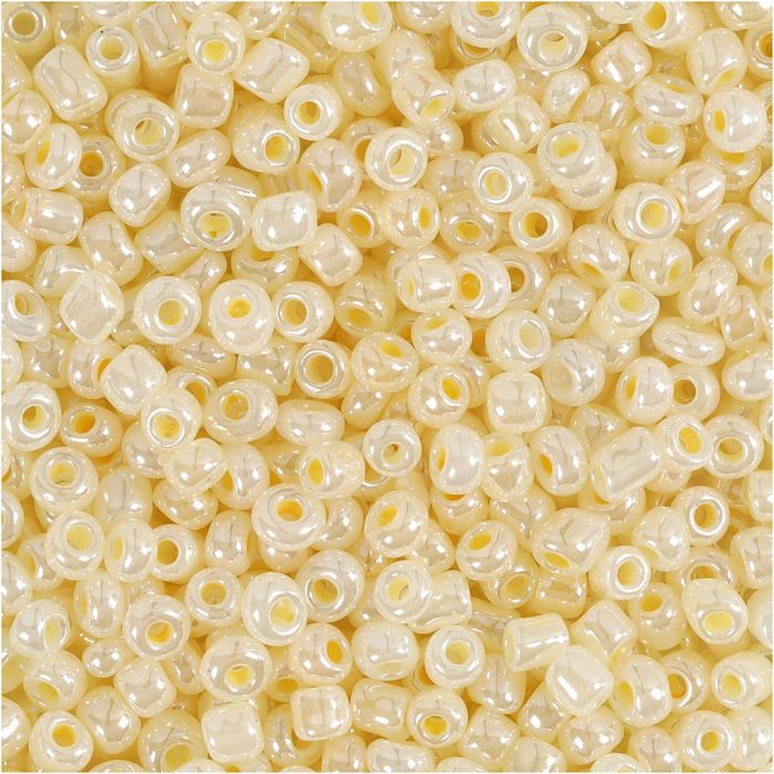 Rocaille seed beads, dia. 3 mm, size 8/0, hole size 0,6-1,0 mm, ivory, 500 g/ 1 pack