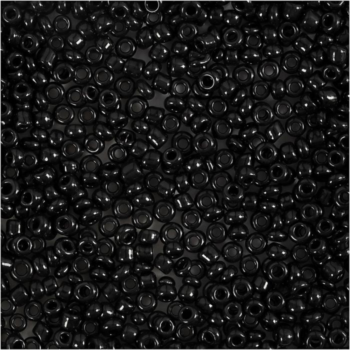 Rocaille seed beads, dia. 2 mm, size 12/0, hole size 0,8 mm, black, 25 g/ 1 pack