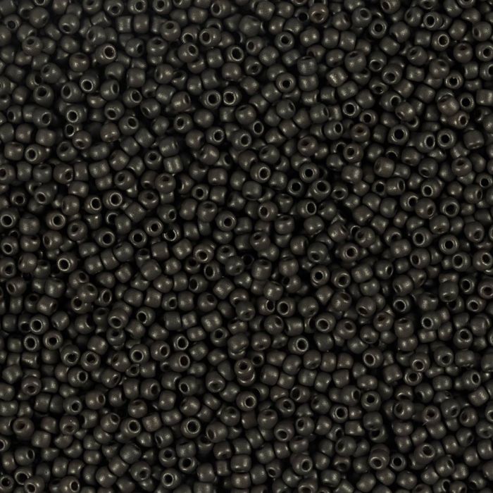 Rocaille seed beads, no. 15/0, dia. 1.7 mm, hole size 0,5-0,8 mm, matt frozen, black, 25 g/ 1 pack