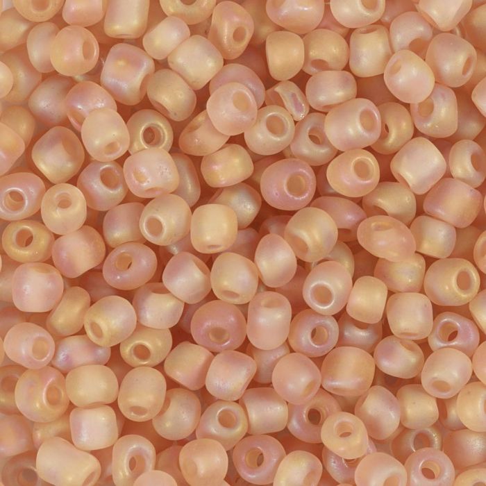 Rocaille seed beads, no. 6/0, dia. 4 mm, hole size 0,9-1,2 mm, matt frozen, beige, 25 g/ 1 pack