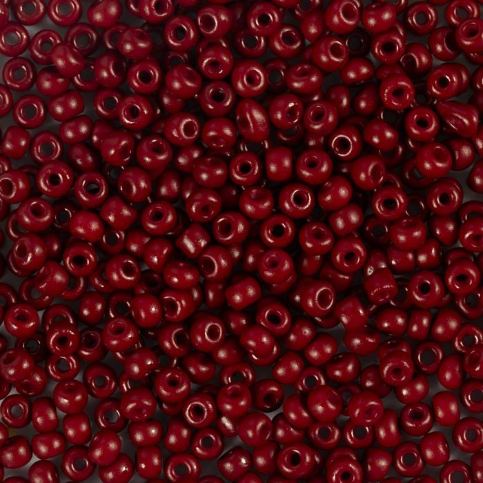 Rocaille seed beads, no. 8/0, dia. 3 mm, hole size 0,6-1,0 mm, matt frozen, red brown, 25 g/ 1 pack