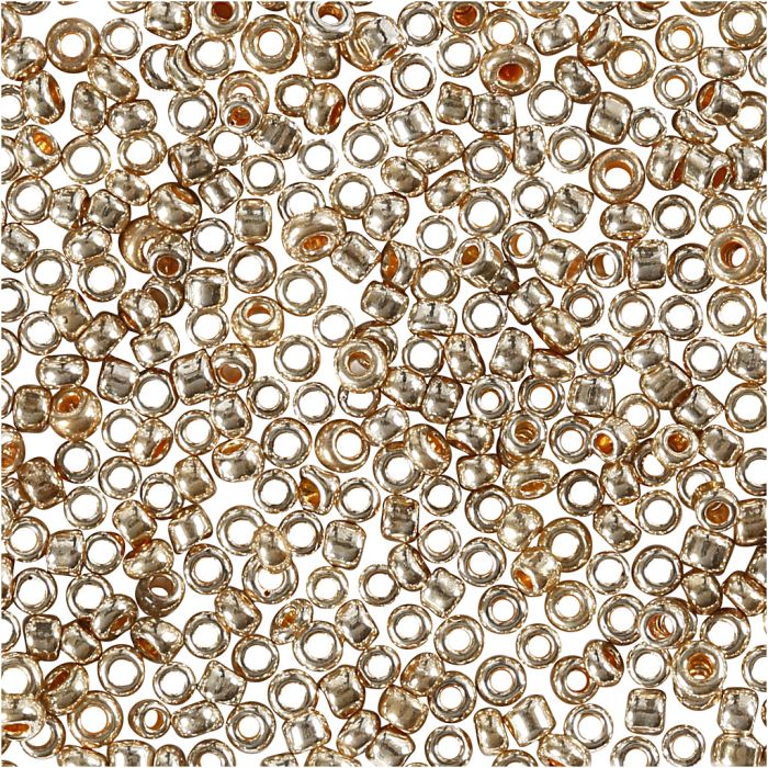 Rocaille seed beads, dia. 1,7 mm, size 15/0, hole size 0,5-0,8 mm, rose gold, 25 g/ 1 pack