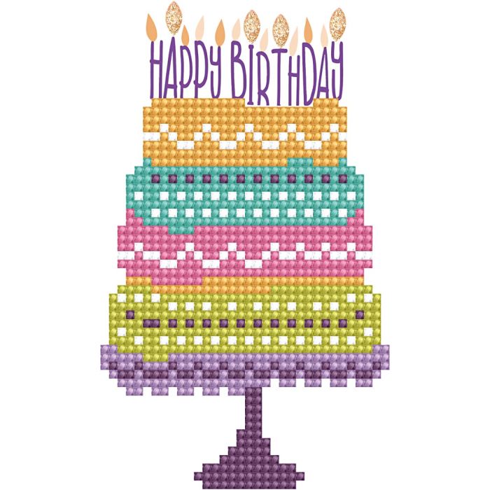 Diamond Dotz, Happy B'day Cake, card size 12,6x17,7 cm, envelope size 13,6x18,6 cm, 1 pack