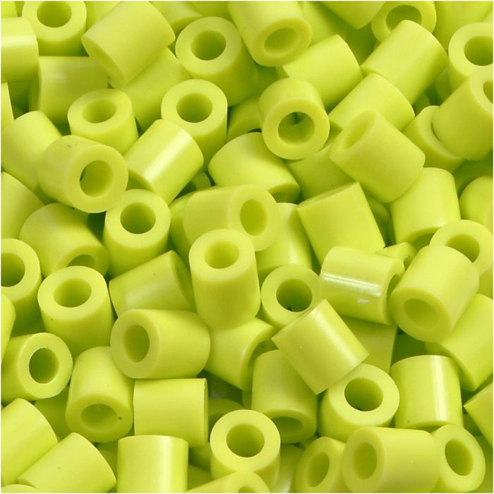 Fuse Beads, size 5x5 mm, hole size 2,5 mm, medium, lime green (32241), 1100 pc/ 1 pack