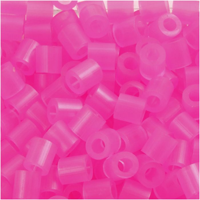 Fuse Beads, size 5x5 mm, hole size 2,5 mm, medium, rose neon (32257), 1100 pc/ 1 pack