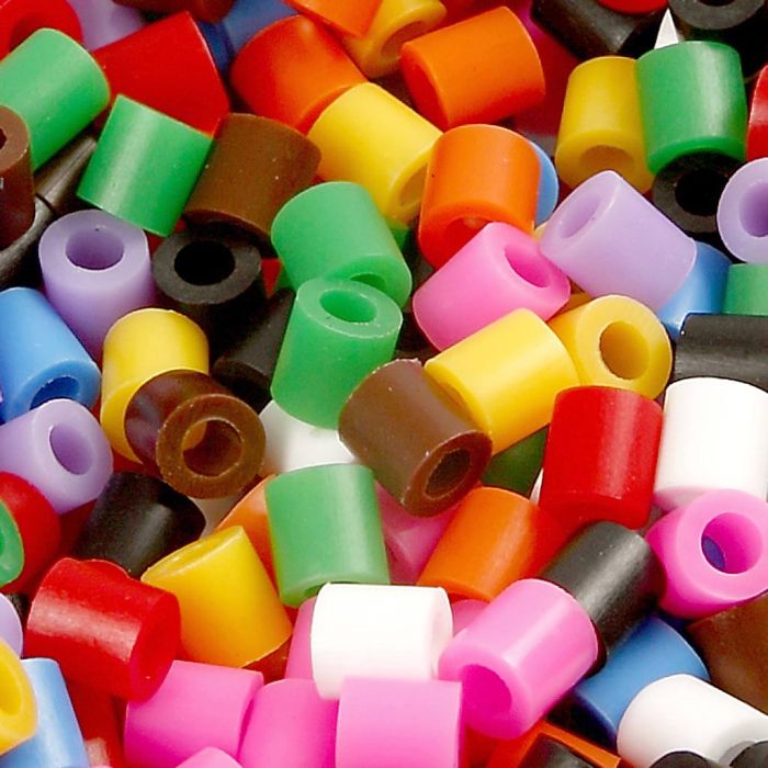 Fuse Beads, size 5x5 mm, hole size 2,5 mm, medium, standard colours, 6000 pc/ 1 pack
