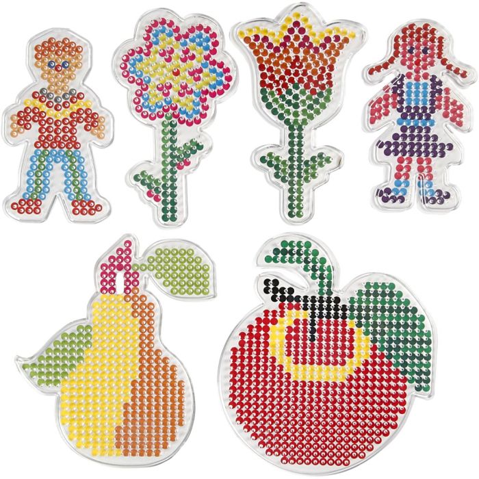 Peg Board, flowers, girl, boy, apple and pear, size 8,5x14-14x16 cm, medium, 6 pc/ 1 pack