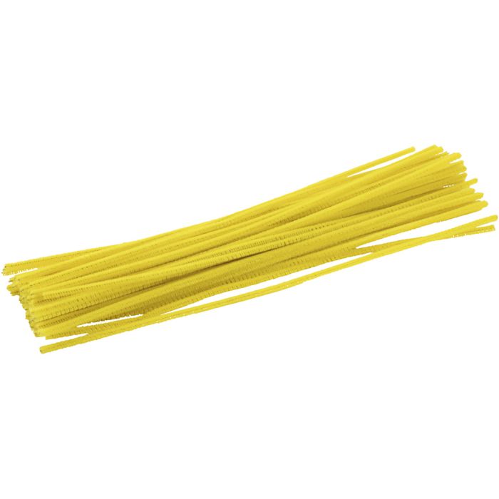 Chenille, L: 30 cm, thickness 4 mm, yellow, 50 pc/ 1 pack