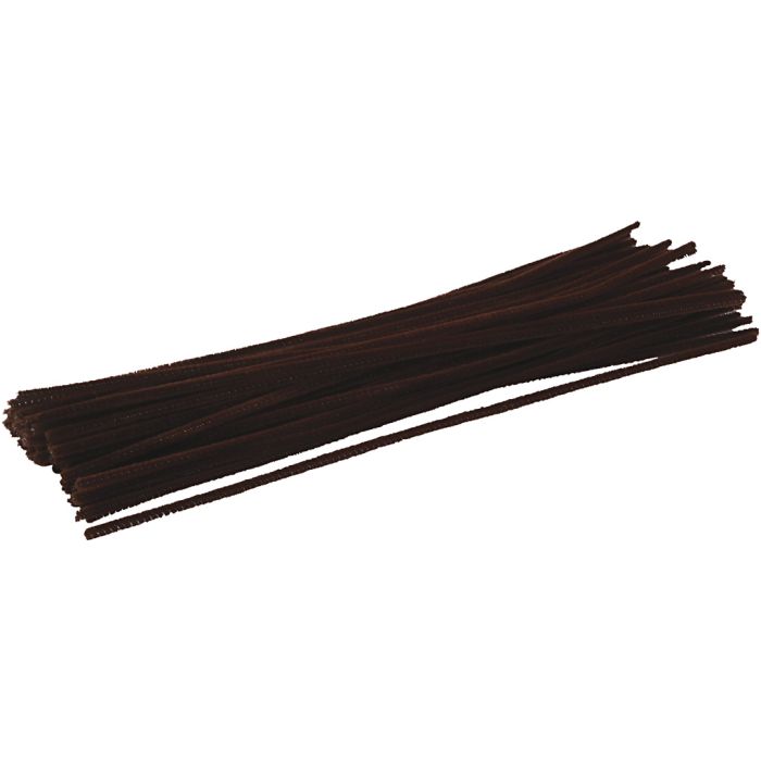 Chenille, L: 30 cm, thickness 4 mm, brown, 50 pc/ 1 pack