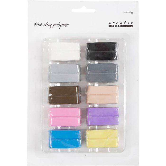 Fine Clay Polymer, pastel colours, 10x20 g/ 1 pack
