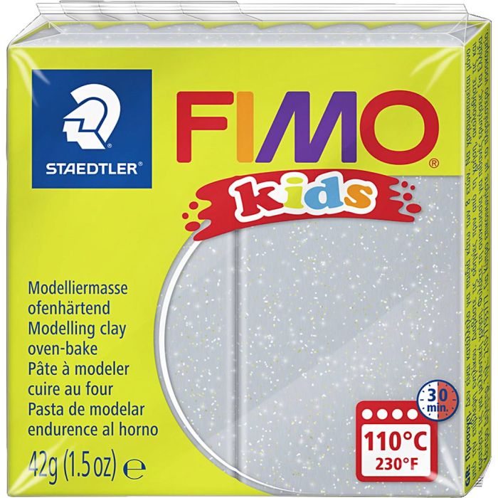 FIMO® Kids Clay, glitter, silver, 42 g/ 1 pack