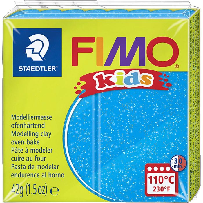 FIMO® Kids Clay, glitter, blue, 42 g/ 1 pack