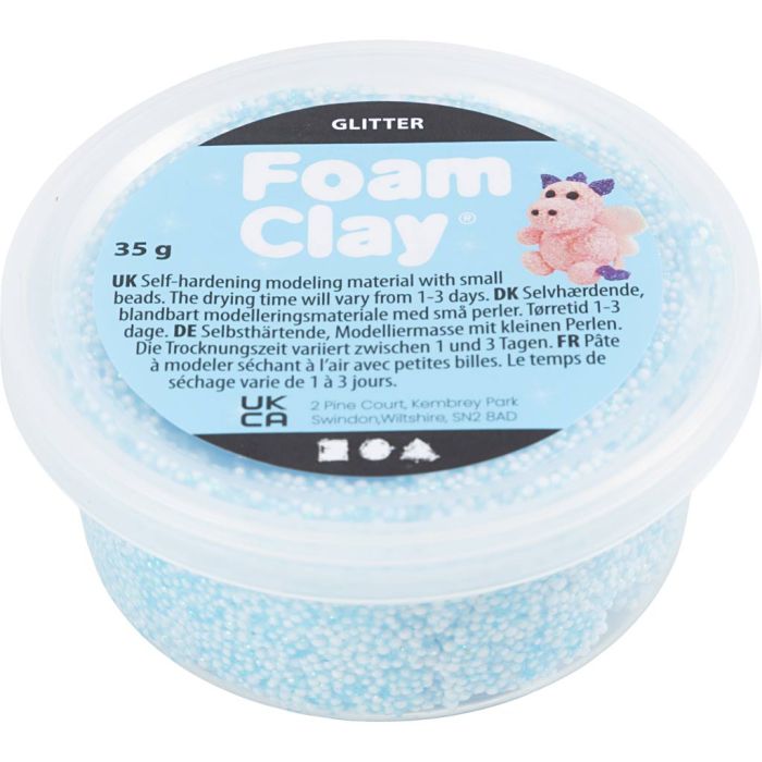 Foam Clay®, glitter, light blue, 35 g/ 1 tub