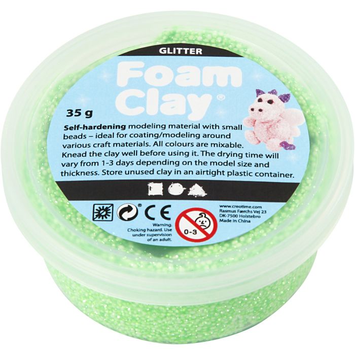 Foam Clay®, glitter, green, 35 g/ 1 tub