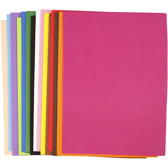 Foam Sheets, A3, sheet 297x420 mm, thickness 2 mm, assorted colours, 30 ass sheets/ 1 pack