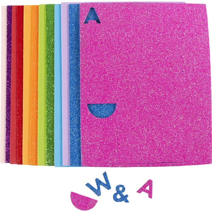 Foam Sheets, size 14x25 cm, thickness 2 mm, colorful, 12 sheet/ 1 pack