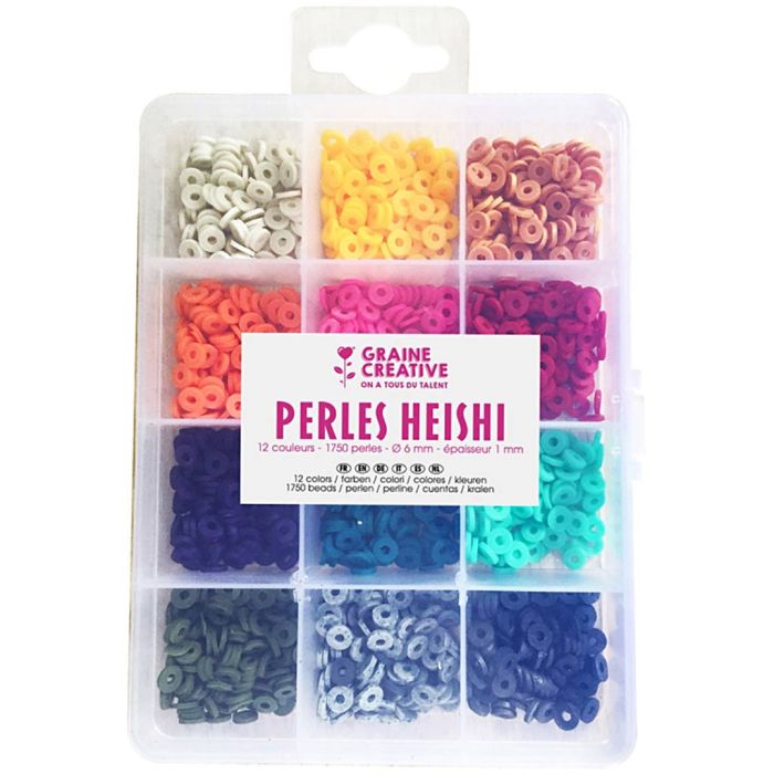 Heishi bead set, dia. 6 mm, hole size 1 mm, happy colours, 1750 pc/ 1 pack