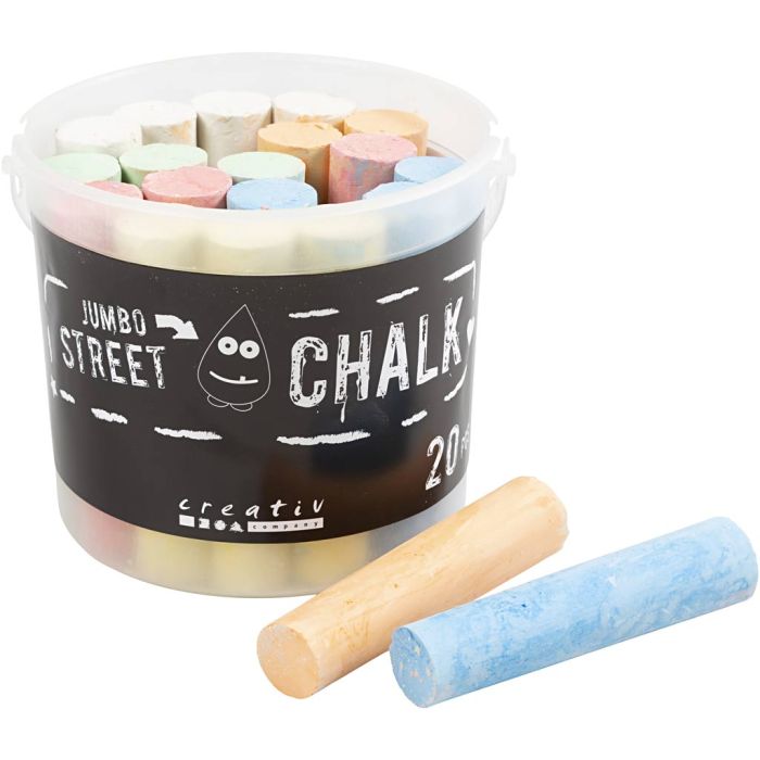 Street Chalk, size 2,5x10,5 cm, assorted colours, 20 pc/ 1 pack