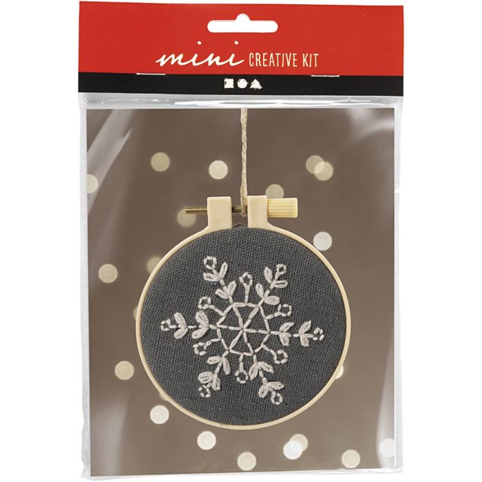 Mini Craft Kit Embroidery, snowflake, grey, 1 pack