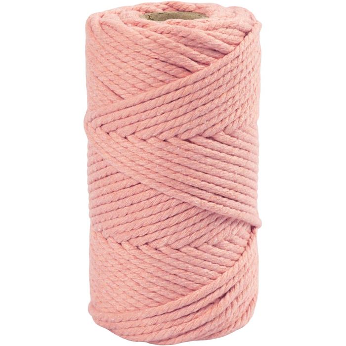 Macramé cord, L: 55 m, dia. 4 mm, rose, 330 g/ 1 roll