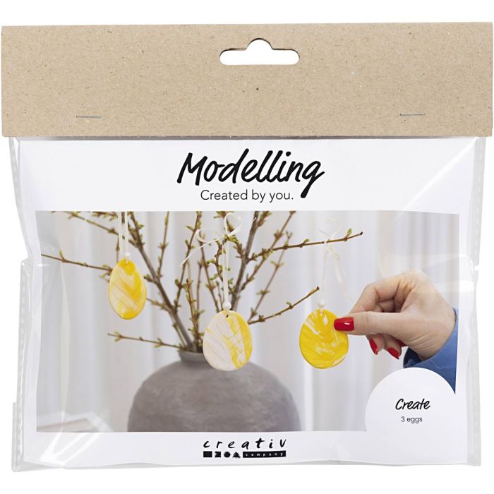Mini Craft Kit Modelling, egg, light yellow, pastel colours, 1 pack