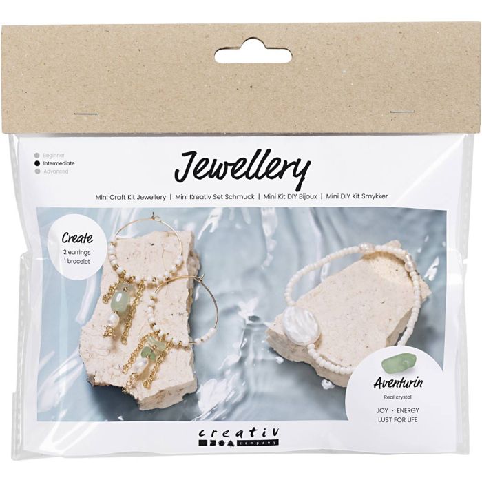 Mini Craft Kit Jewellery, Aventurine Mix Bracelet and Earrings, 1 pack