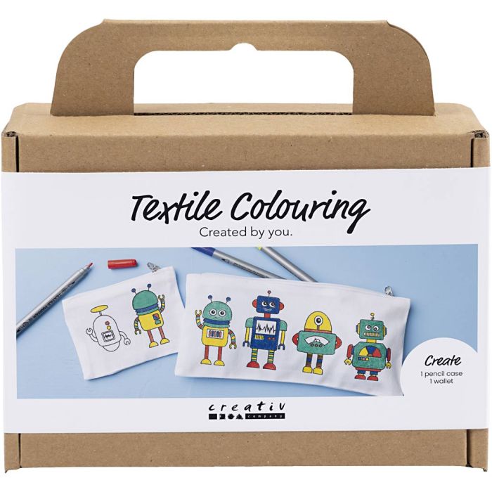 Mini Craft Kit Textile Decoration, Robot, primary colours, 1 pack