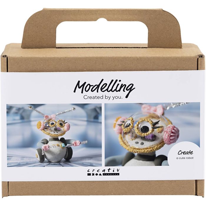 Mini Craft Kit Modelling, robot, grey, pink, 1 pack