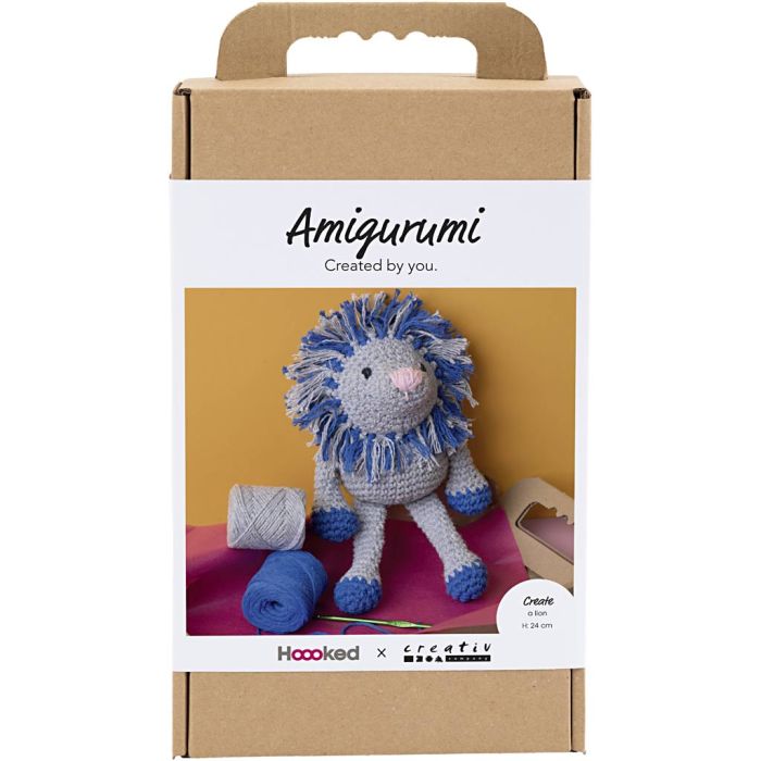 Craft Kit Amigurumi , Lion, navy blue, light grey, 1 pack